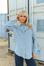 Load image into Gallery viewer, Rowdy Denim Ruffles Top
