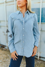 Load image into Gallery viewer, Rowdy Denim Ruffles Top