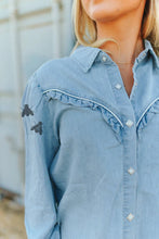 Load image into Gallery viewer, Rowdy Denim Ruffles Top