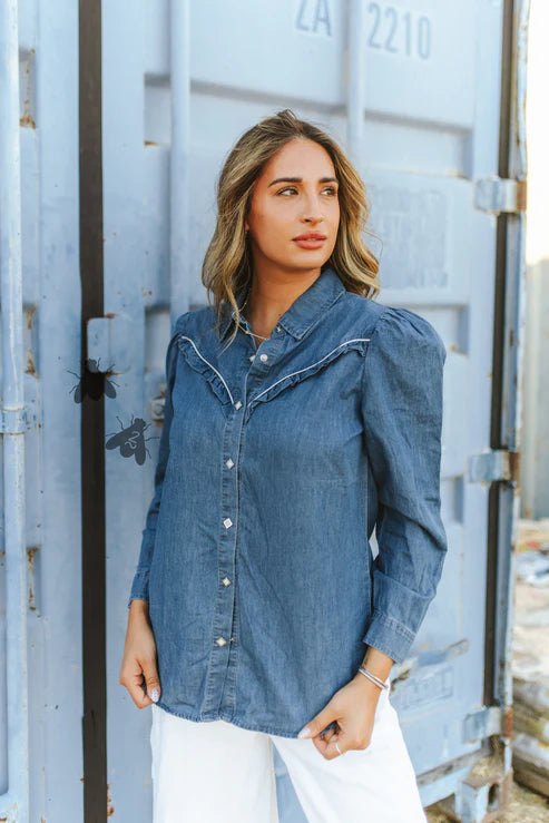 Rowdy Denim Ruffles Top