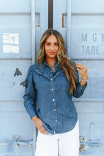 Load image into Gallery viewer, Rowdy Denim Ruffles Top

