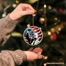 Load image into Gallery viewer, Trump with Raised Fist Stained Glass Christmas Ornament
